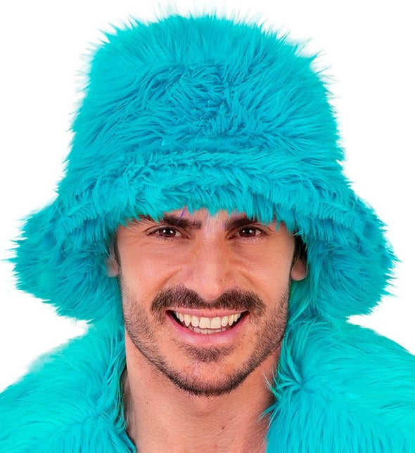 Turquoise Bucket Hat Pluche van Widmann koop je bij Partywinkel