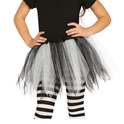 Tutu Glitter Zwart Wit Kind 31cm van Fiestas Guirca koop je bij Partywinkel