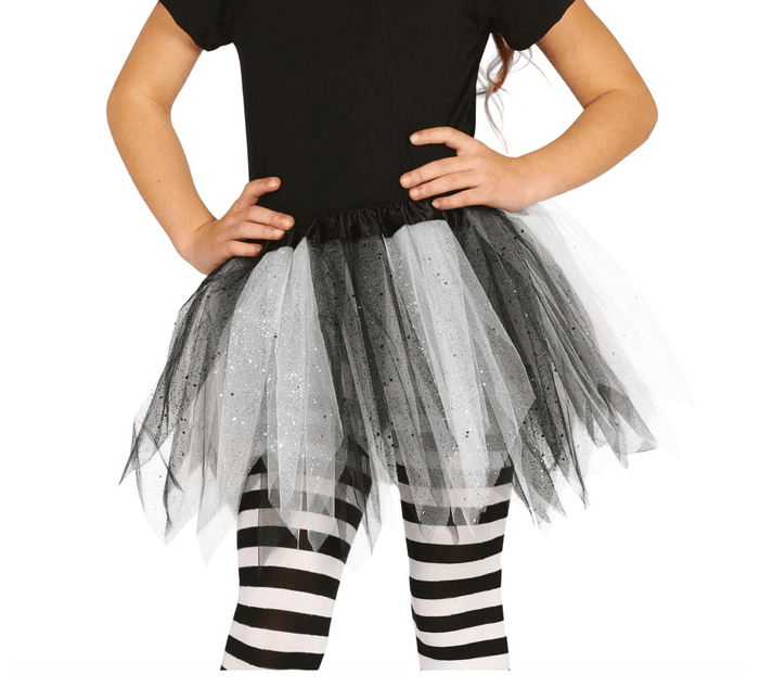 Tutu Glitter Zwart Wit Kind 31cm van Fiestas Guirca koop je bij Partywinkel