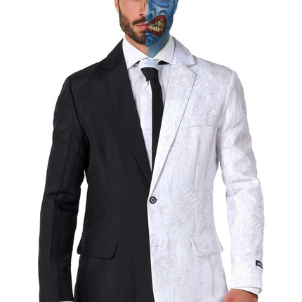 Two Face Zwart Wit Pak Heren Suitmeister van Suitmeister koop je bij Partywinkel