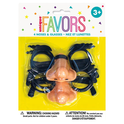 Uitdeelcadeautjes Brillen Neus 10,2cm 4st van Unique koop je bij Partywinkel