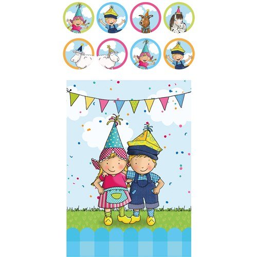 Uitdeelzakjes Fien & Teun met stickers 20cm 8st van Haza Witbaard koop je bij Partywinkel