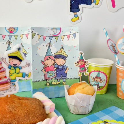 Uitdeelzakjes Fien & Teun met stickers 20cm 8st van Haza Witbaard koop je bij Partywinkel