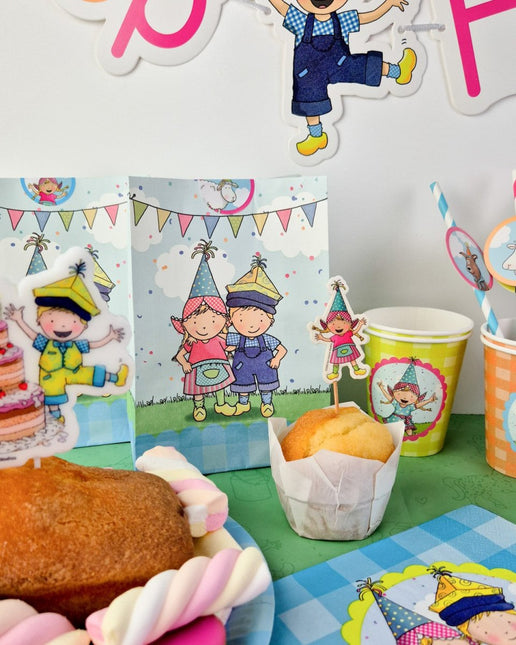 Uitdeelzakjes Fien & Teun met stickers 20cm 8st van Haza Witbaard koop je bij Partywinkel