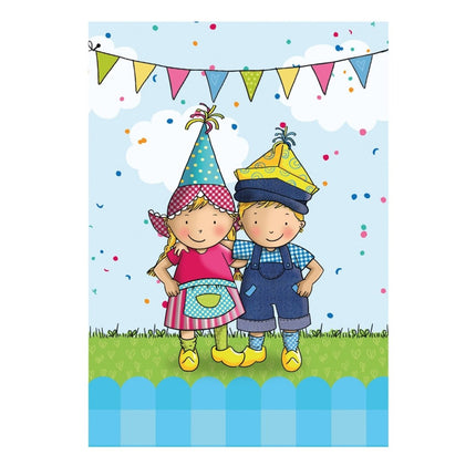 Uitdeelzakjes Fien & Teun met stickers 20cm 8st van Haza Witbaard koop je bij Partywinkel