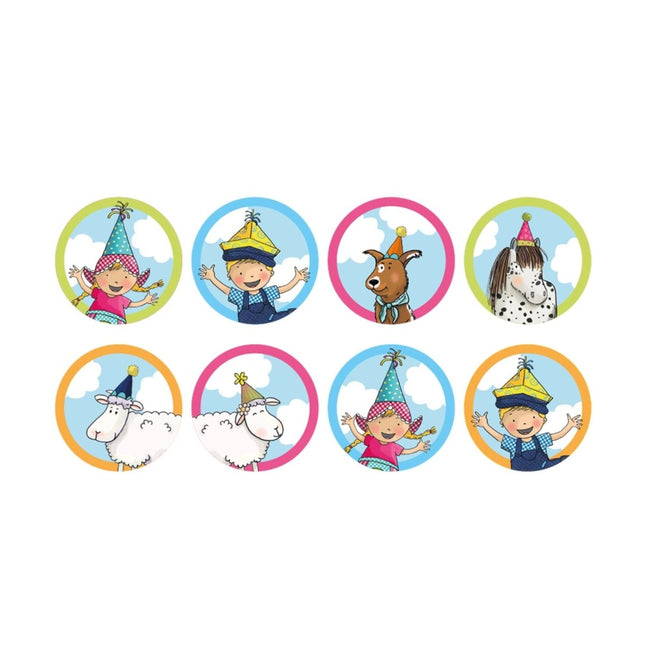Uitdeelzakjes Fien & Teun met stickers 20cm 8st van Haza Witbaard koop je bij Partywinkel