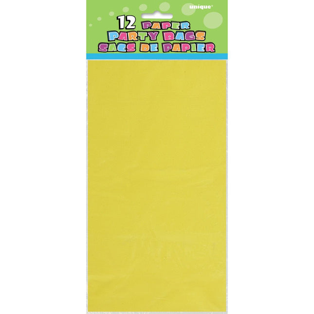 Uitdeelzakjes Geel 25cm 12st van Unique koop je bij Partywinkel