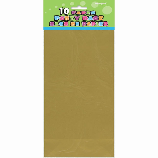 Uitdeelzakjes Goud Metallic 25cm 10st van Unique koop je bij Partywinkel