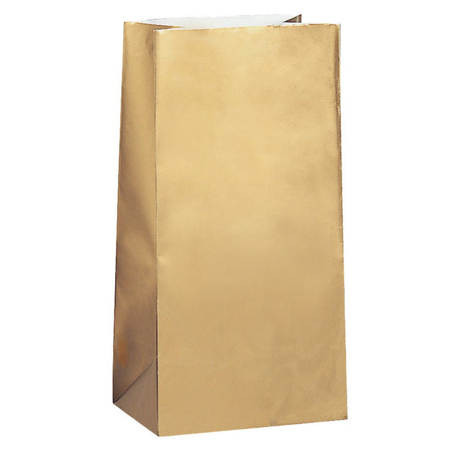 Uitdeelzakjes Goud Metallic 25cm 10st van Unique koop je bij Partywinkel
