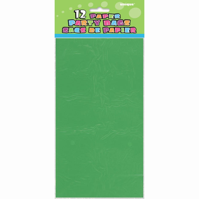 Uitdeelzakjes Groen 25cm 12st van Unique koop je bij Partywinkel