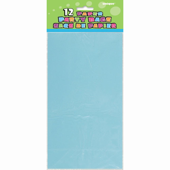 Uitdeelzakjes Lichtblauw 25cm 12st van Unique koop je bij Partywinkel