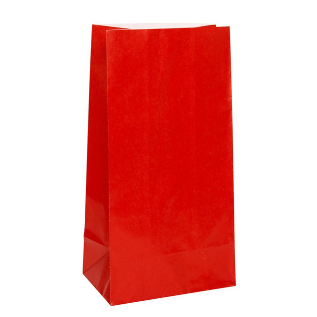 Uitdeelzakjes Rood 25cm 12st van Unique koop je bij Partywinkel
