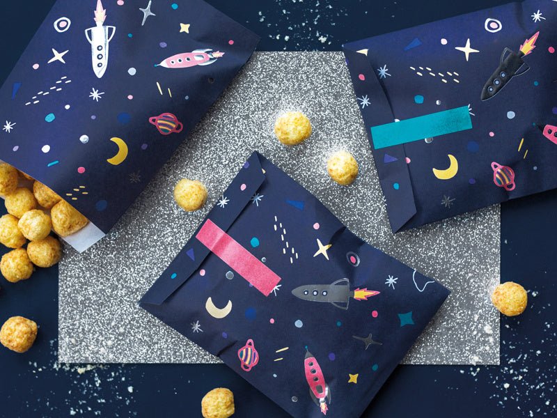 Uitdeelzakjes Space 14cm 6st van Partydeco koop je bij Partywinkel