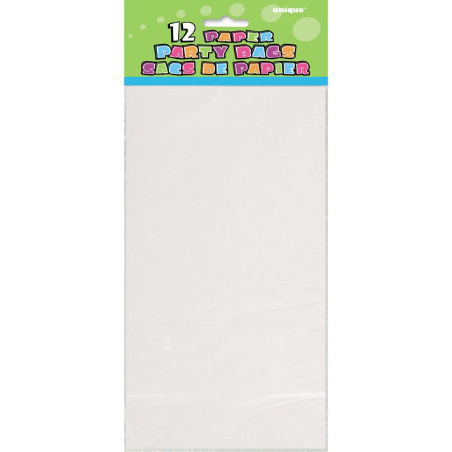 Uitdeelzakjes Wit 25cm 12st van Unique koop je bij Partywinkel