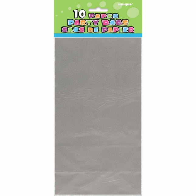 Uitdeelzakjes Zilver Metallic 25cm 10st van Unique koop je bij Partywinkel