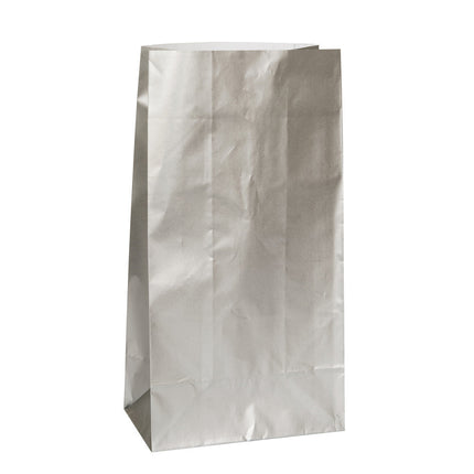 Uitdeelzakjes Zilver Metallic 25cm 10st van Unique koop je bij Partywinkel