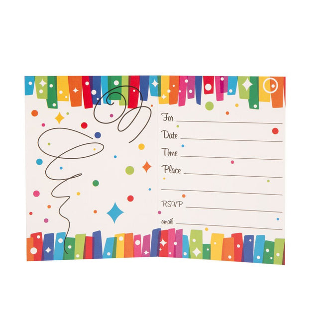 Uitnodigingen Regenboog 8st van Unique koop je bij Partywinkel
