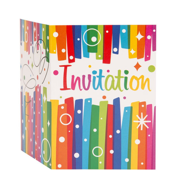 Uitnodigingen Regenboog 8st van Unique koop je bij Partywinkel