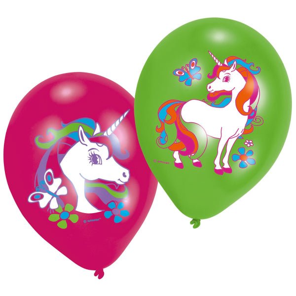 Unicorn Ballonnen Groen Roze 27,5cm 6st van Riethmueller koop je bij Partywinkel