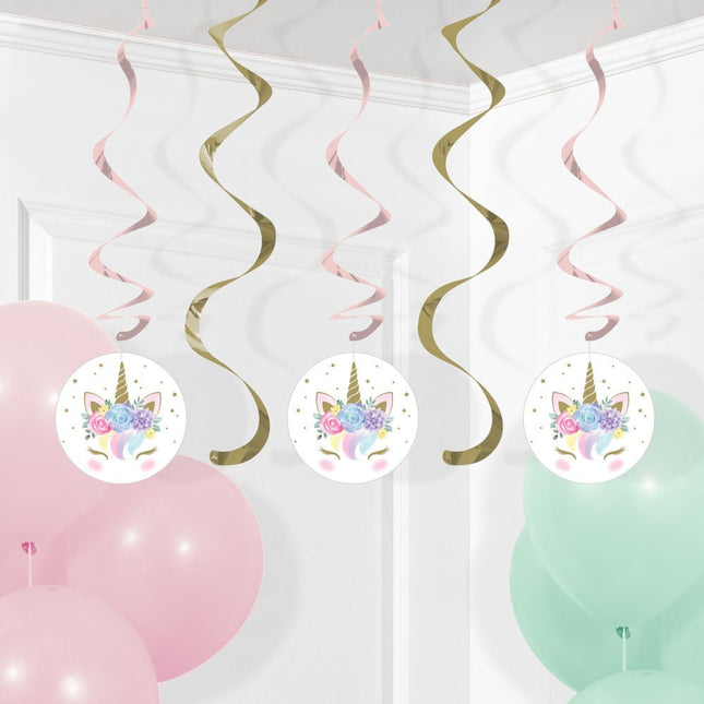 Unicorn Hangdecoratie 5st van Creative Converting koop je bij Partywinkel