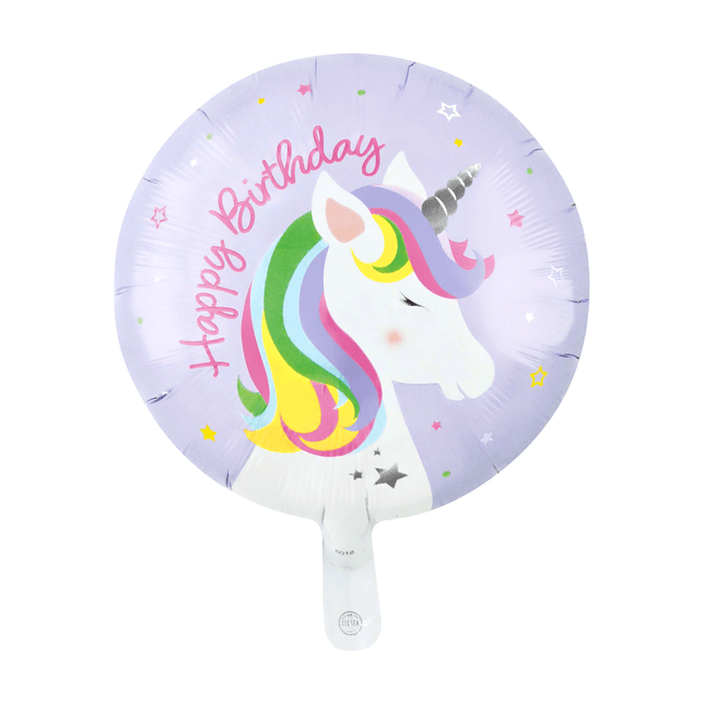 Unicorn Helium Ballon Happy Birthday Leeg 45cm van WeFiesta koop je bij Partywinkel