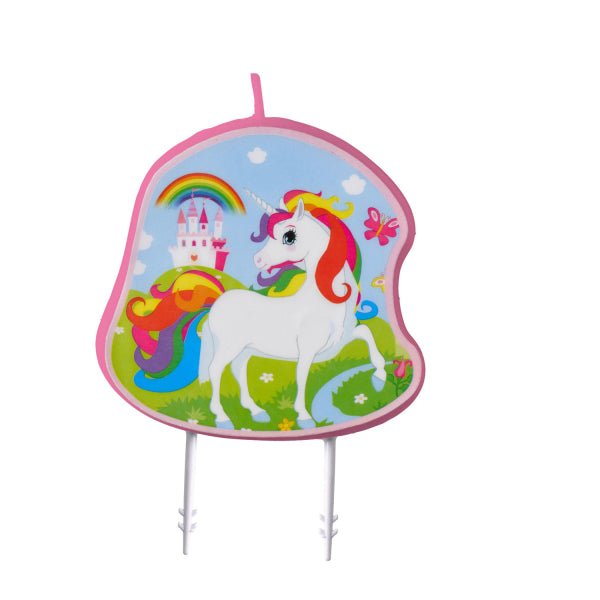 Unicorn Kaars Gekleurd 9cm van Riethmueller koop je bij Partywinkel