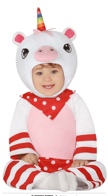 Unicorn Kostuum Baby Rood Wit van Fiestas Guirca koop je bij Partywinkel