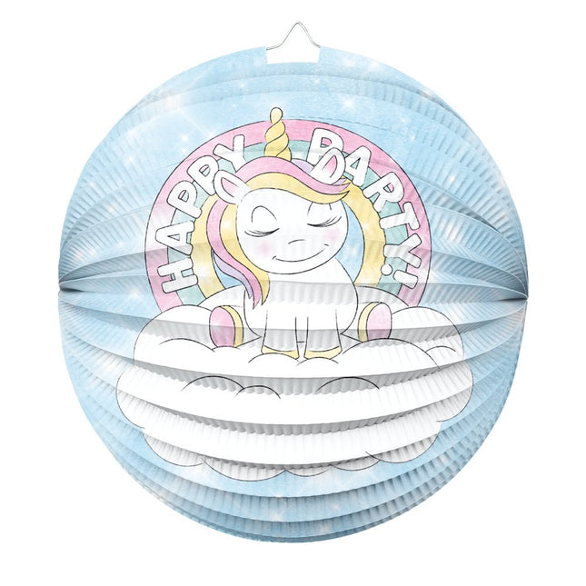 Unicorn Lampion Rond Happy Birthday van WeFiesta koop je bij Partywinkel