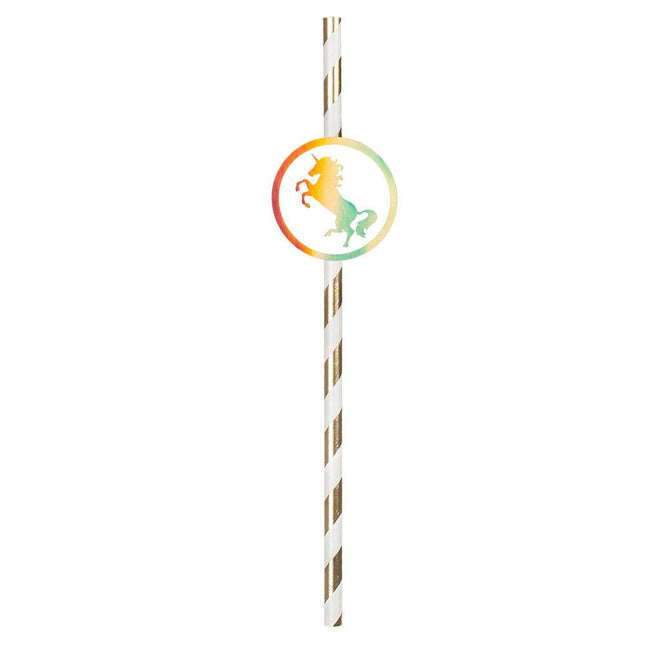Unicorn Papieren Rietjes 20cm 6st van Boland koop je bij Partywinkel