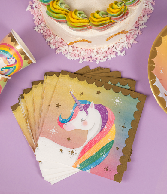 Unicorn Servetten 16cm 16st van Paper Dreams koop je bij Partywinkel