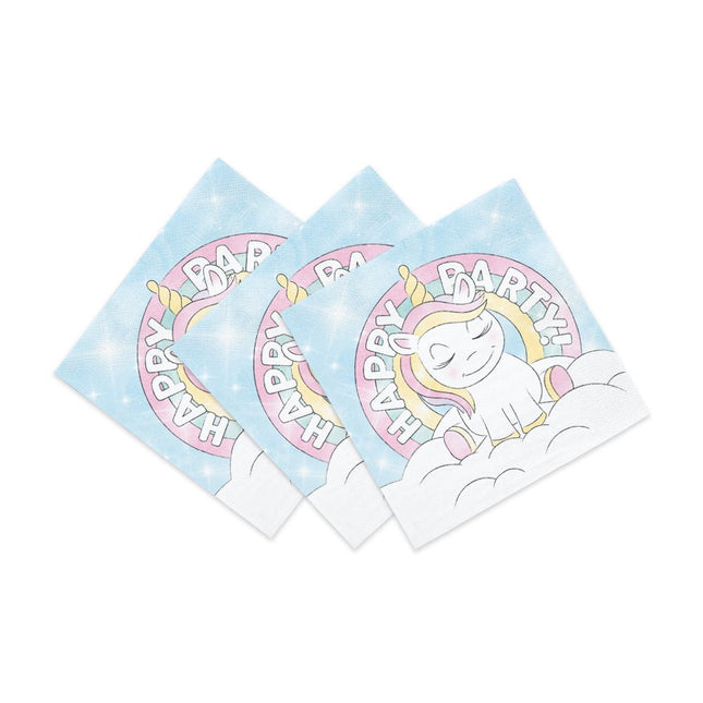 Unicorn Servetten Happy Birthday 33cm 20st van WeFiesta koop je bij Partywinkel