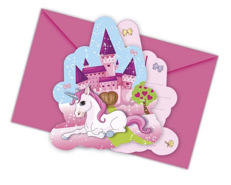 Unicorn Uitnodigingen Versiering 6st van Procos koop je bij Partywinkel