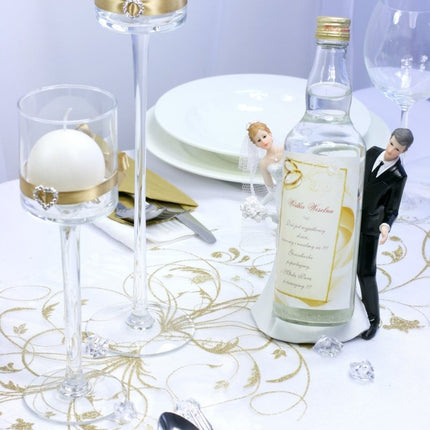 Vanille Creme Organza Stof Gouden Bloemen 36cm 9m van Partydeco koop je bij Partywinkel