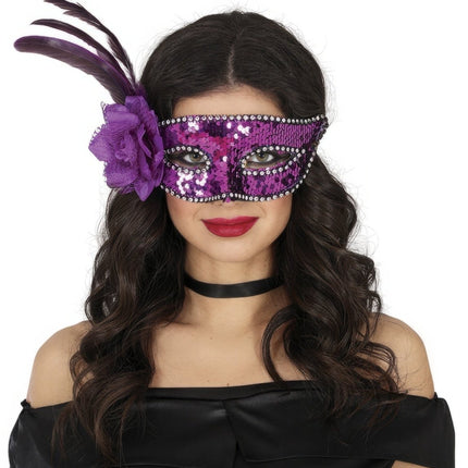 Venetiaans Oogmasker Paars Pailletten van Fiestas Guirca koop je bij Partywinkel