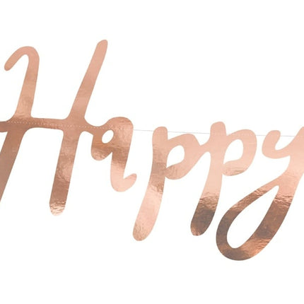 Verjaardag Letterslinger Happy Birthday Rose Goud 62cm van Partydeco koop je bij Partywinkel