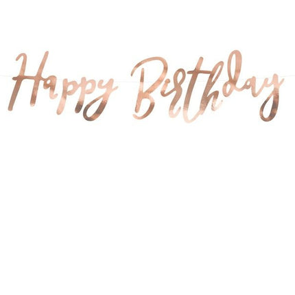 Verjaardag Letterslinger Happy Birthday Rose Goud 62cm van Partydeco koop je bij Partywinkel