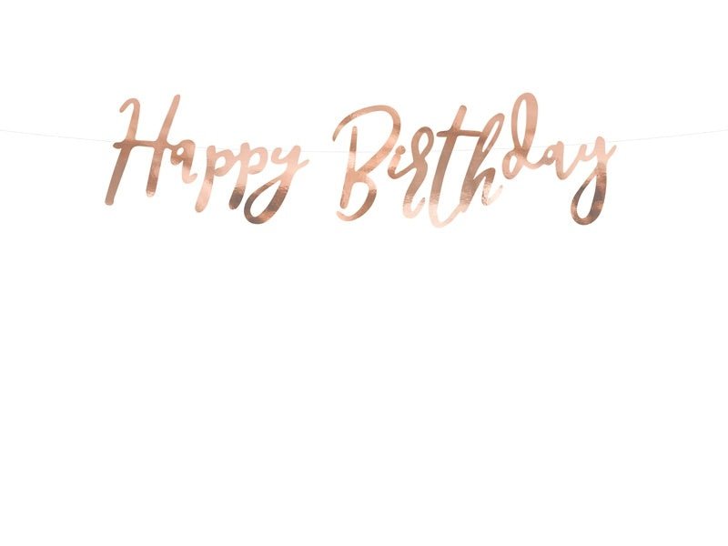 Verjaardag Letterslinger Happy Birthday Rose Goud 62cm van Partydeco koop je bij Partywinkel