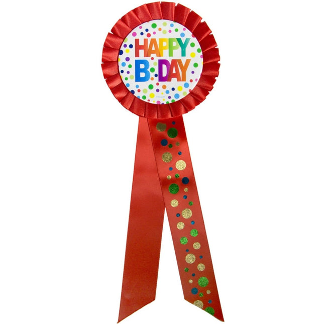 Verjaardag Rozet Happy Birthday Stippen XL 30cm van Folat koop je bij Partywinkel