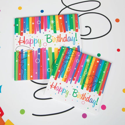 Verjaardag Servetten Happy Birthday Regenboog 25cm 16st van Unique koop je bij Partywinkel