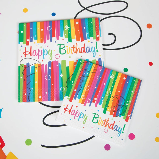 Verjaardag Servetten Happy Birthday Regenboog 25cm 16st van Unique koop je bij Partywinkel