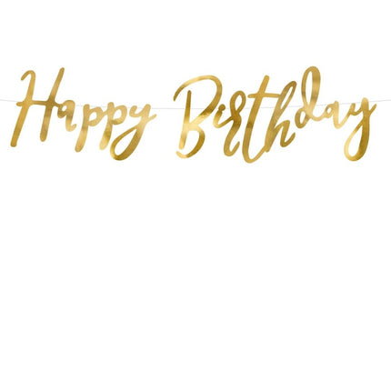 Verjaardag Slinger Happy Birthday Goud 62cm van Partydeco koop je bij Partywinkel