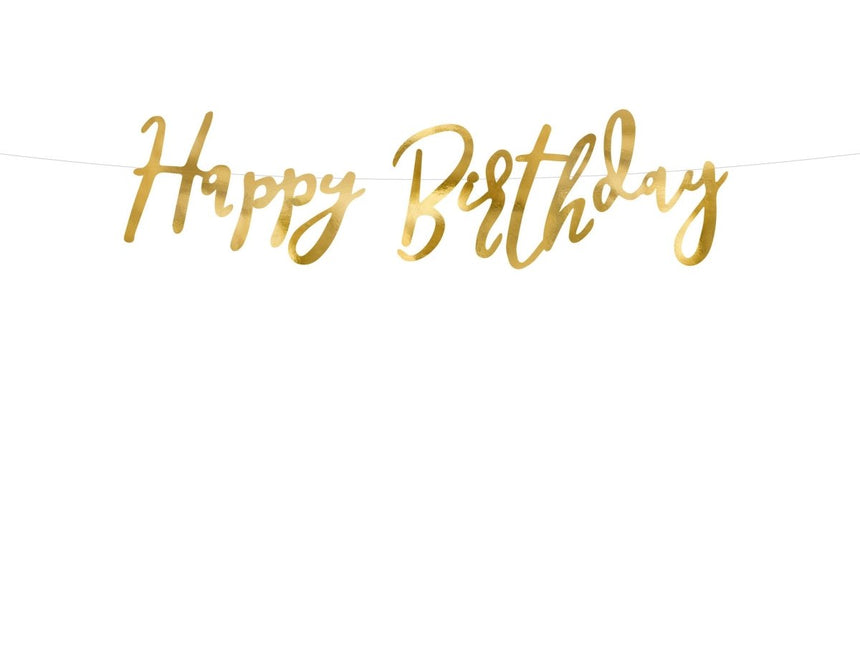 Verjaardag Slinger Happy Birthday Goud 62cm van Partydeco koop je bij Partywinkel