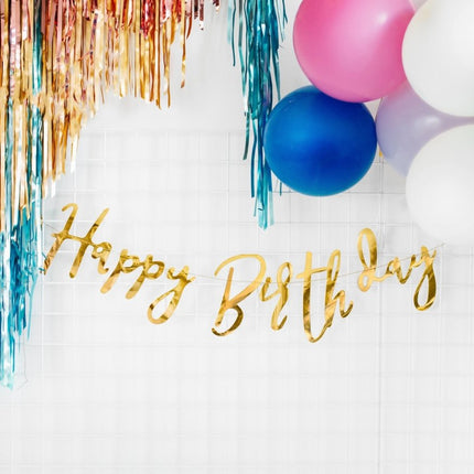 Verjaardag Slinger Happy Birthday Goud 62cm van Partydeco koop je bij Partywinkel