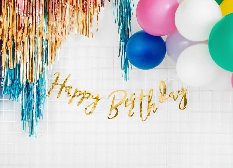 Verjaardag Slinger Happy Birthday Goud 62cm van Partydeco koop je bij Partywinkel