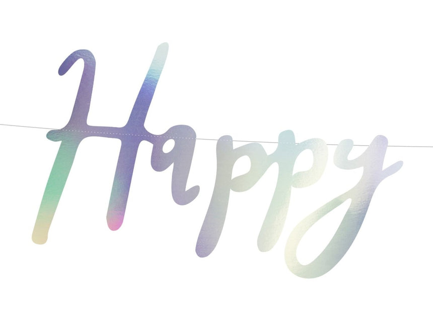 Verjaardag Slinger Happy Birthday Parelmoer 62cm van Partydeco koop je bij Partywinkel