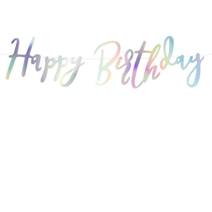 Verjaardag Slinger Happy Birthday Parelmoer 62cm van Partydeco koop je bij Partywinkel