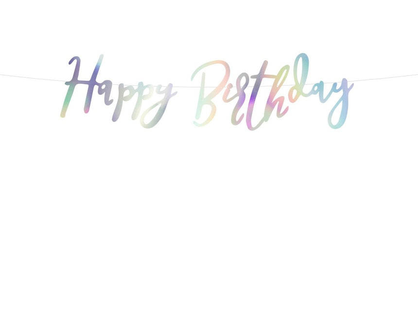 Verjaardag Slinger Happy Birthday Parelmoer 62cm van Partydeco koop je bij Partywinkel