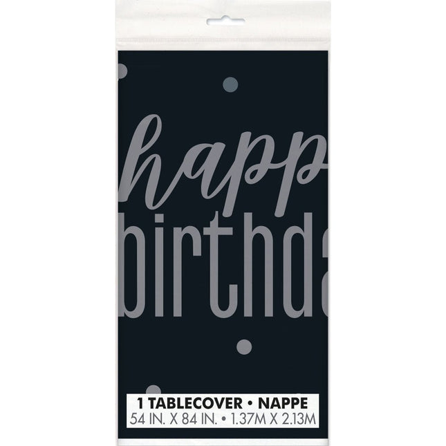 Verjaardag Tafelkleed Happy Birthday Zwart 2,13m van Unique koop je bij Partywinkel