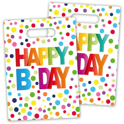 Verjaardag Uitdeelzakjes Happy Birthday Stippen 8st van Folat koop je bij Partywinkel