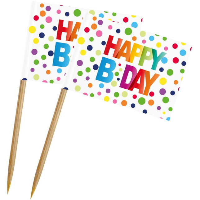 Verjaardag Vlagprikkers Happy Birthday 50st 5cm van Folat koop je bij Partywinkel